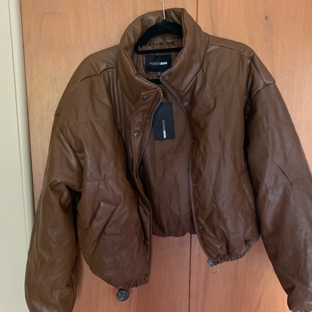 Chocolate Fashion Nova Puffer Jacket “Confidence”